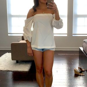 White off the shoulder white top